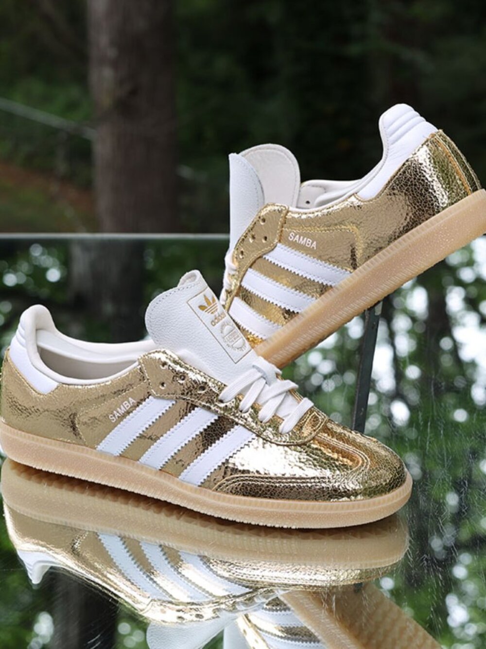 Adidas Samba OG Gold Metallic Cracked Leather Women’s Size 7 - Picture 5 of 13